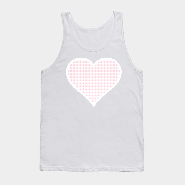 Millennial Pink and White Gingham Heart Tank Top by bumblefuzzies